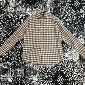 H&M Men's Casual Brown Checkered Shirt